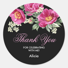 Rode Violet Peony groen zwart dank u Sticker