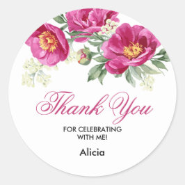 Rode Violet Pioen Bloemen Groen Dank u Sticker