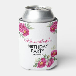 Rode Violet Pioen Bloemen Groen Verjaardagsfeest Blikjeskoeler