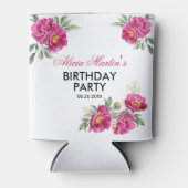 Rode Violet Pioen Bloemen Groen Verjaardagsfeest Blikjeskoeler (Voorkant)