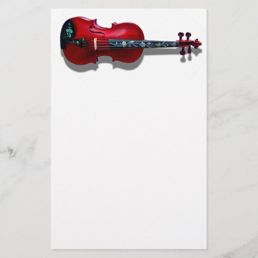RODE VIOLIN OP WITTE - STATIONERIE BRIEFPAPIER (Voorkant)