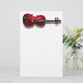 RODE VIOLIN OP WITTE - STATIONERIE BRIEFPAPIER (Staand voorkant)