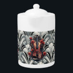 Rode Viool in Art Deco GMmajor Porseleinen Theepot<br><div class="desc">Rode Viool in Art Deco GMmajor Porseleinen Theepot</div>
