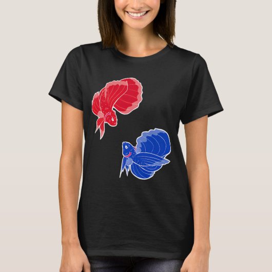 Rode Vis, Blauwe Vis T-shirt (Voorkant)