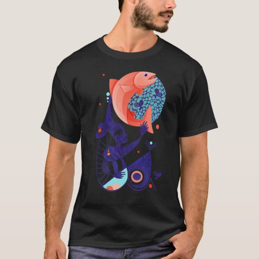 Rode Vis Droom Blauwe Fantasie Schepsel Abstracte T-shirt (Voorkant)