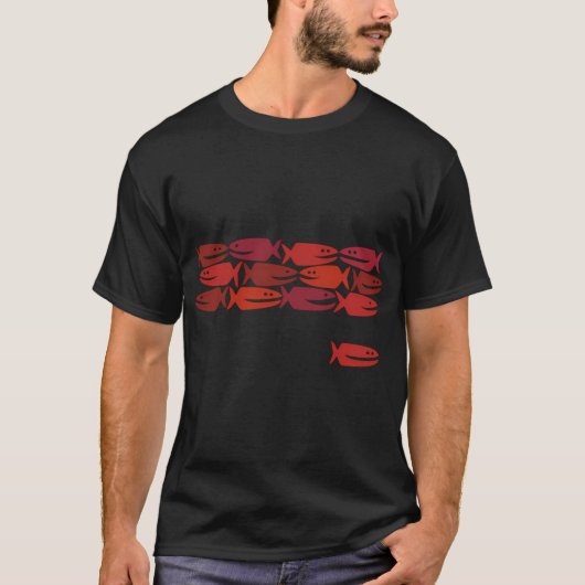 Rode vis, geen blauwe vis t-shirt (Voorkant)