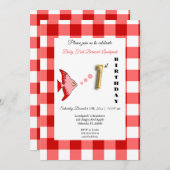 Rode Vis & Gingham Gouden Ballon 1e Verjaardag Kaart (Voorkant / Achterkant)