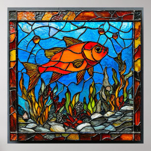 Rode Vis Glas-in-Lood Kunst Cadeau Voor Thuis Poster
