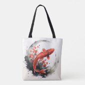 Rode Vis Inkt Schildering Tote Bag (Achterkant)