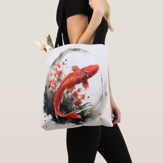 Rode Vis Inkt Schildering Tote Bag (Dichtbij)