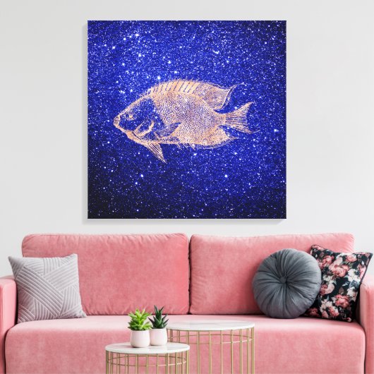 Rode vis Marine Zee Ocean Life Roze Rose Gold1 Canvas Afdruk (Insitu (Woonkamer))