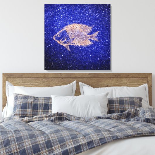 Rode vis Marine Zee Ocean Life Roze Rose Gold1 Canvas Afdruk (Insitu (Slaapkamer))