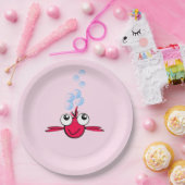 Rode Vis met Big Eyes Cartoon Illustratie Papieren Bordje (Feest)
