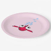Rode Vis met Big Eyes Cartoon Illustratie Papieren Bordje (Gekanteld)