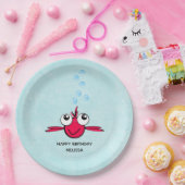 Rode Vis met Big Eyes Cartoon Illustratiepapier Papieren Bordje (Feest)