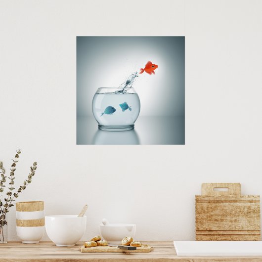 rode vis springt poster (Keuken)