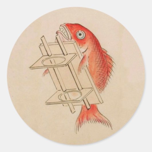  rode vis Yokai Ronde Sticker (Voorkant)