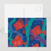 Rode vis, zeewier Zee zeedieren onderwater Briefkaart (Voorkant / Achterkant)