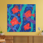 Rode vis, zeewier Zee zeedieren onderwater Canvas Afdruk (Insitu (Woonkamer))