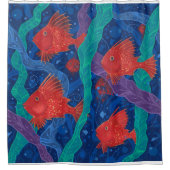 Rode vis, zeewier Zee zeedieren onderwater Douchegordijn (Voorkant)