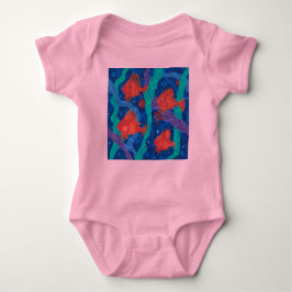 Rode vis, zeewier Zee zeedieren onderwater Romper