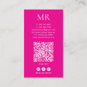 Rode Visagist Witte Monogram & QR-code Visitekaartje (Achterkant)