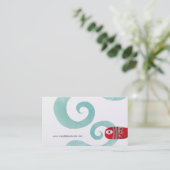 Rode visblauwe golven met metalen afwerking platin visitekaartje (Staand voorkant)