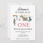 Rode Vissen O-Fish-Ally Een 1e Verjaardag Kaart (Voorkant)