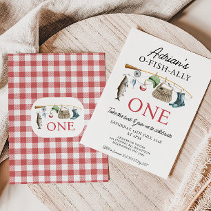  Rode Vissen O-Fish-Ally Een 1e Verjaardag Kaart
