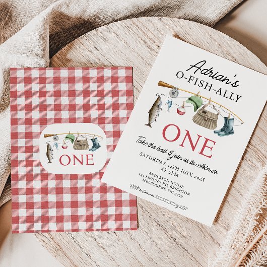 Rode Vissen O-Fish-Ally Een 1e Verjaardag Kaart