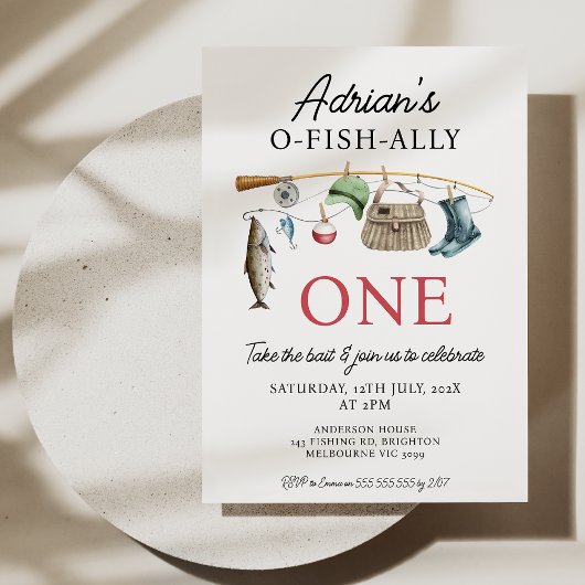  Rode Vissen O-Fish-Ally Een 1e Verjaardag Kaart