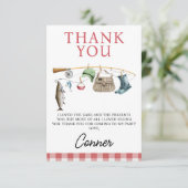  rode Vissen O-Fish-Ally één verjaardag Bedankkaart (Staand voorkant)