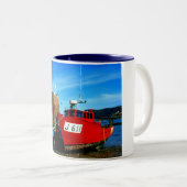 Rode vissersboot Bonne Nuit Tweekleurige Koffiemok (Voorkant rechts)