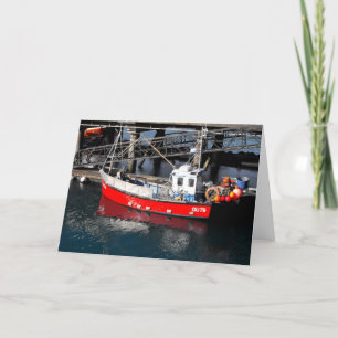 Rode vissersboot op Guernsey Feestdagen Kaart