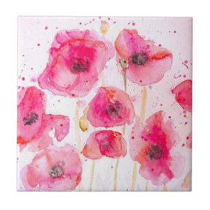 Rode Vlaanderen Klaproos Aquarel Bloempatroon Tegeltje