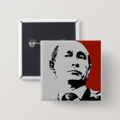 Rode Vladimir Poetin Vierkante Button 5,1 Cm (Voorkant /achterkant)