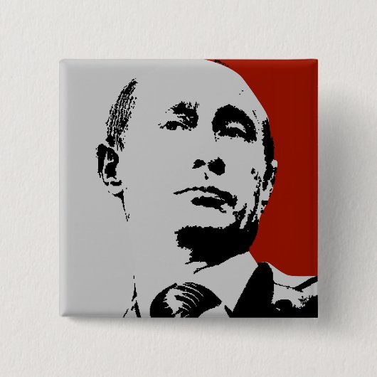 Rode Vladimir Poetin Vierkante Button 5,1 Cm (Voorkant)