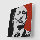 Rode Vladimir Putin Vierkante Klok (Hoek)