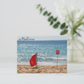 Rode vlag geen zwemmen op het strand - Mallorca Briefkaart (Staand voorkant)