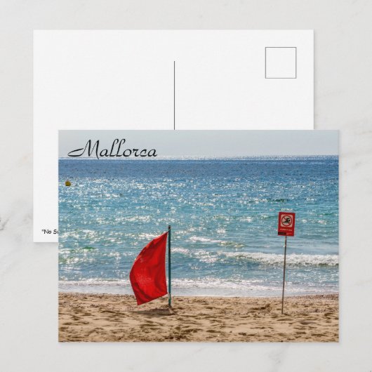 Rode vlag geen zwemmen op het strand - Mallorca Briefkaart (Voorkant / Achterkant)