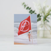 Rode vlag op het strand - Florida Briefkaart (Staand voorkant)