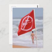 Rode vlag op het strand - Florida Briefkaart (Voorkant / Achterkant)