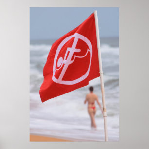 Rode vlag op het strand - Florida Poster