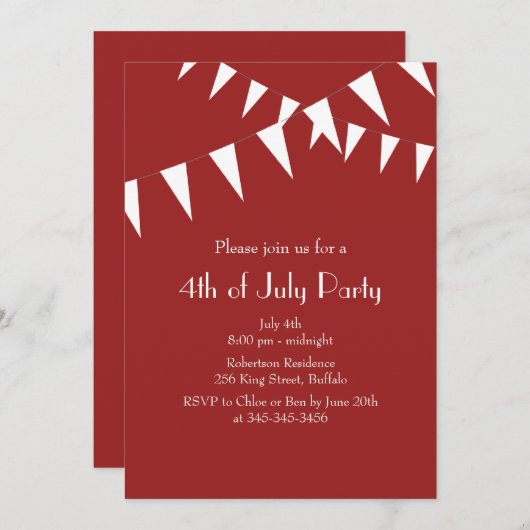 Rode vlaggen op 4e juli kaart (Voorkant / Achterkant)