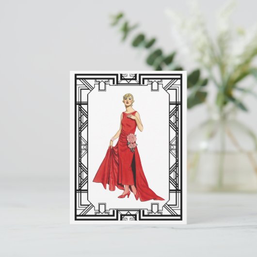 rode vlakke zijderoute Mode Briefkaart (Staand voorkant)