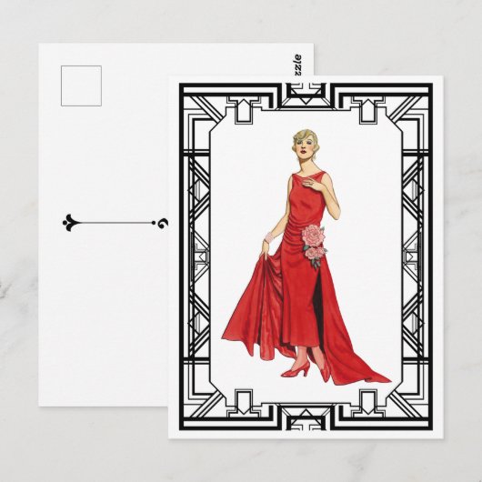 rode vlakke zijderoute Mode Briefkaart (Voorkant / Achterkant)