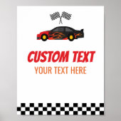 Rode Vlam Race Auto Racecar Aangepaste Tekst Party Poster (Voorkant)