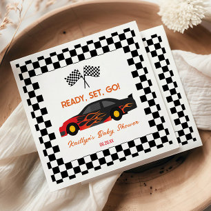 Rode Vlam Rennende Auto Klaar Af Baby Shower Servet