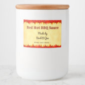 Rode Vlammen Bewerkbaar Retro BBQ Hete Saus Voedse Voedselcontainer Etiket (Voorkant)