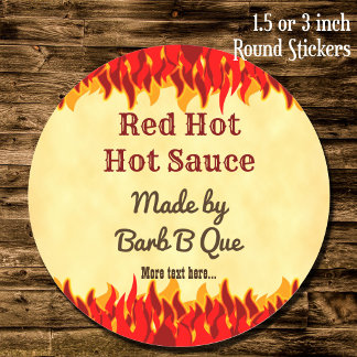 Rode Vlammen Custom Retro BBQ Hete Saus Ronde Sticker